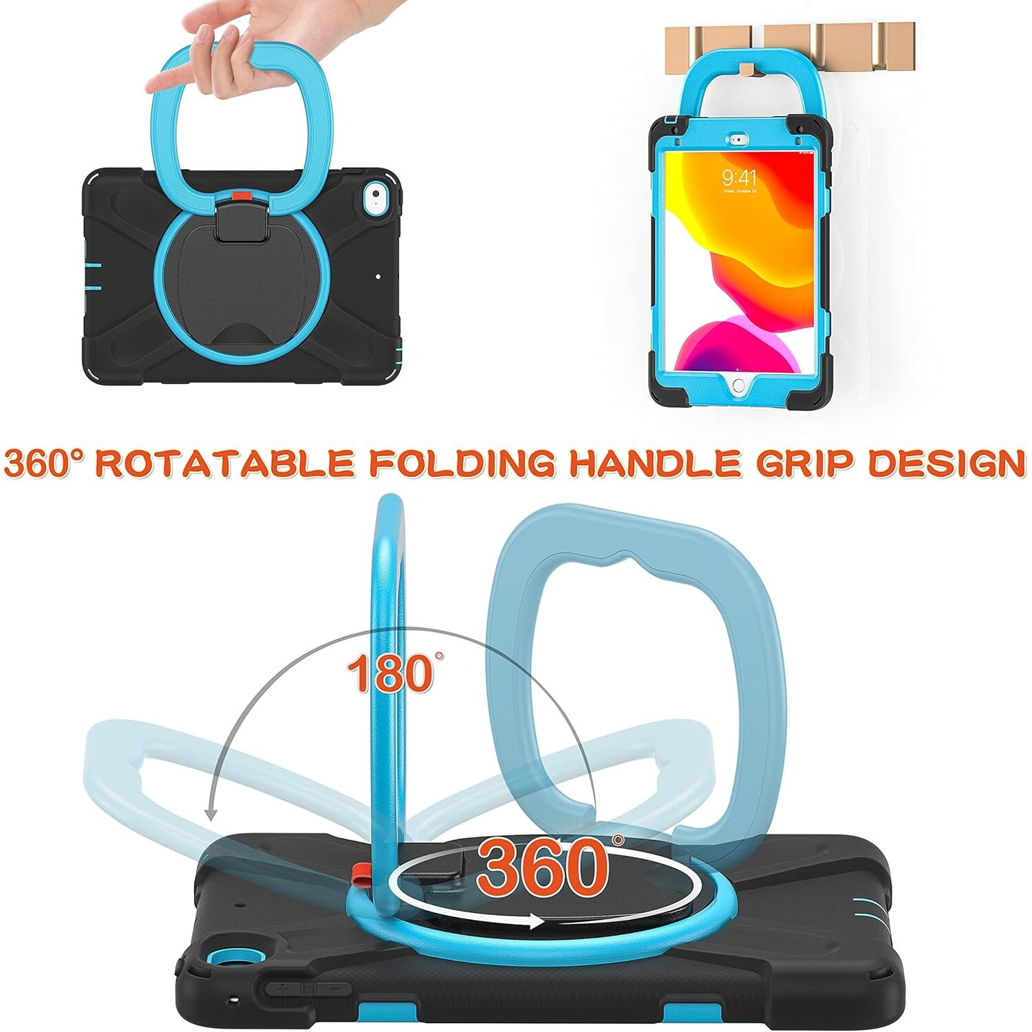 Husa Sigloo 360 pentru iPad Air11 2024, Ipad Air 5/4 . suport rotativ, Negru / Albastru