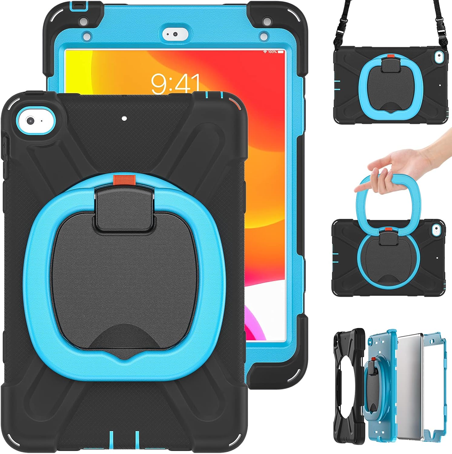 Husa Sigloo 360 pentru iPad Air11 2024, Ipad Air 5/4 . suport rotativ, Negru / Albastru