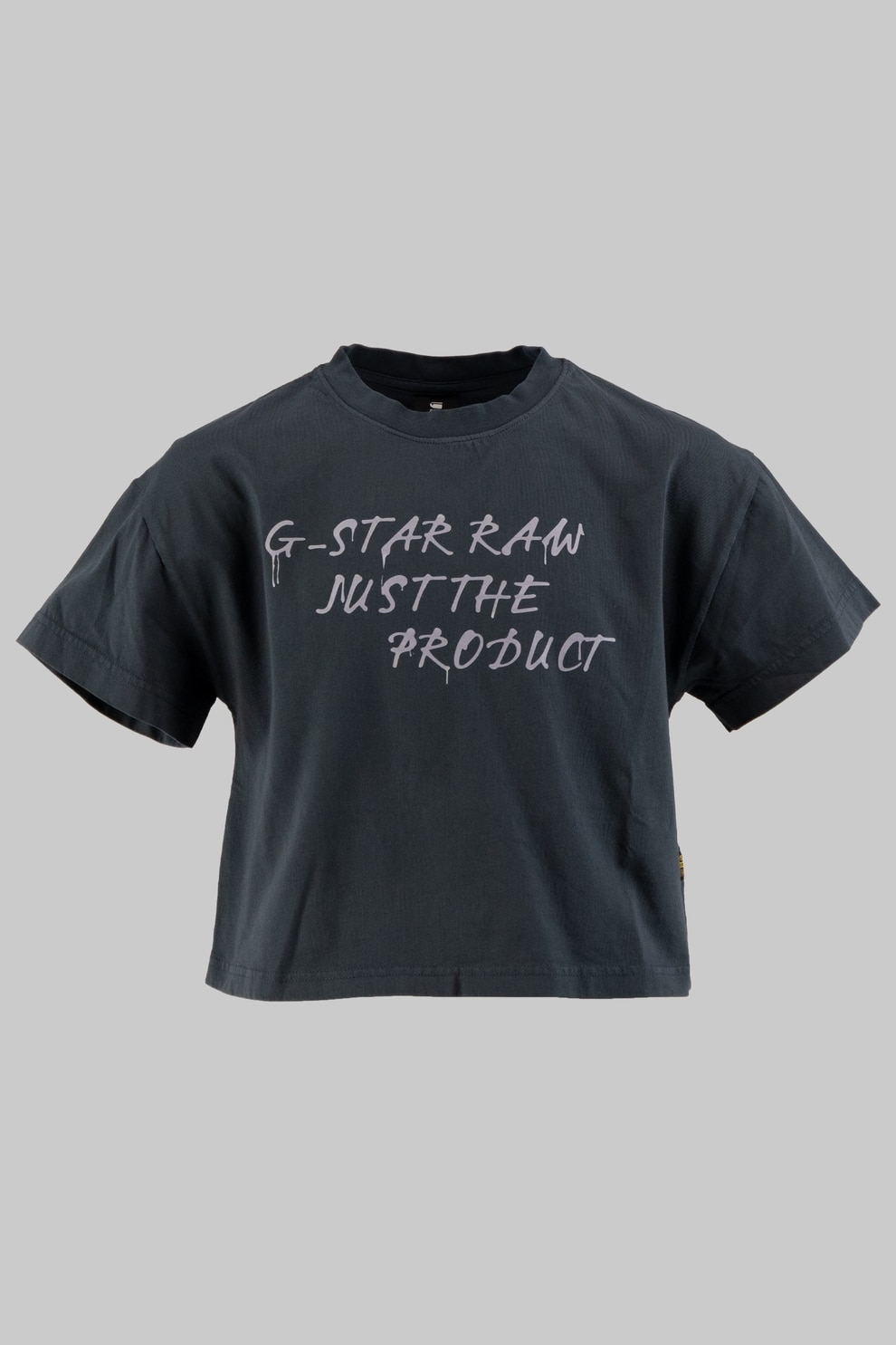 G-STAR, Tricou crop cu decolteu la baza gatului, Albastru inchis, Liliac prafuit, 164 CM