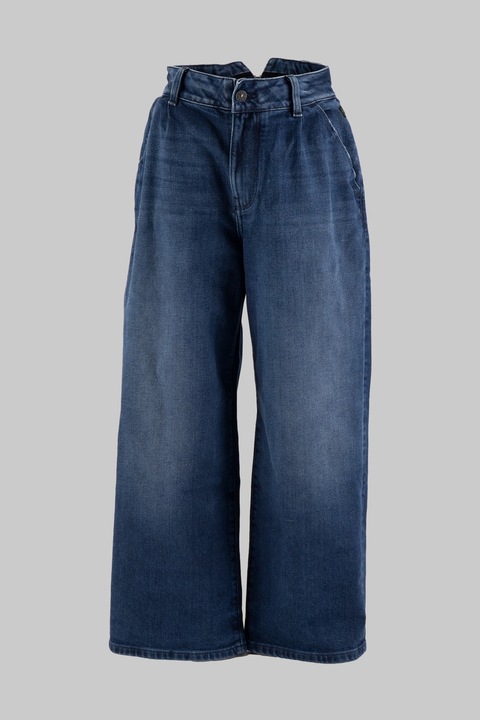 G-STAR, Bő szárú mosott hatású farmernadrág, Sötétkék, 166 CM