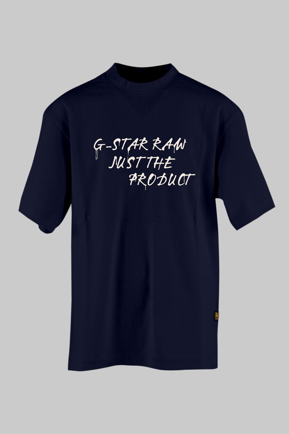 G-STAR, Tricou de bumbac cu logo, Crem, Bleumarin, 152 CM