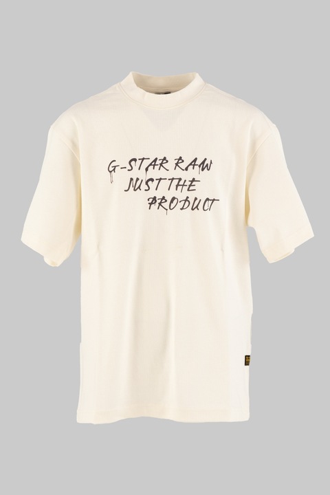 G-STAR, Logós pamutpóló, Koptatott fekete/Krémszín