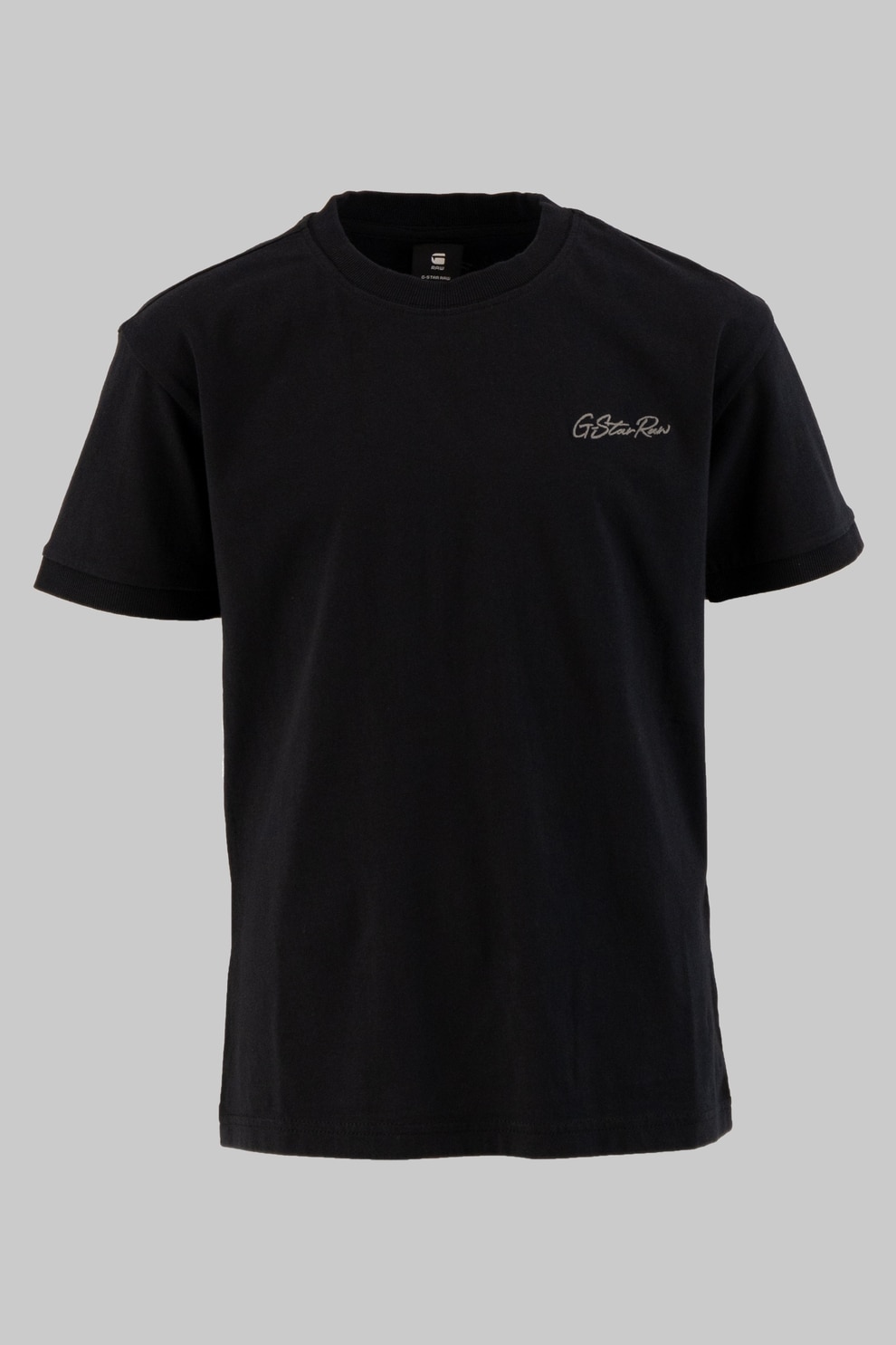 G-STAR, Tricou cu decolteu la baza gatului si logo brodat, Negru, 166 CM