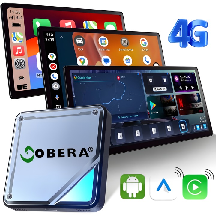 Adaptor AI Box pentru BMW, goBERA®, Android 13, Snapdragon QCM6125, 8GB RAM + 128GB ROM, Wi-Fi Dual 2.4/5GHz, Bluetooth 5.2, Split-Screen 5:5/3:7, GPS+GLONASS+Beidou, Aplicatii Multimedia, Navigatie precisa, Plug & Play