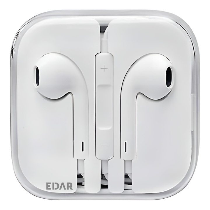 Casti Audio EDAR Cu Fir, Mufa Jack 3.5mm, Alb