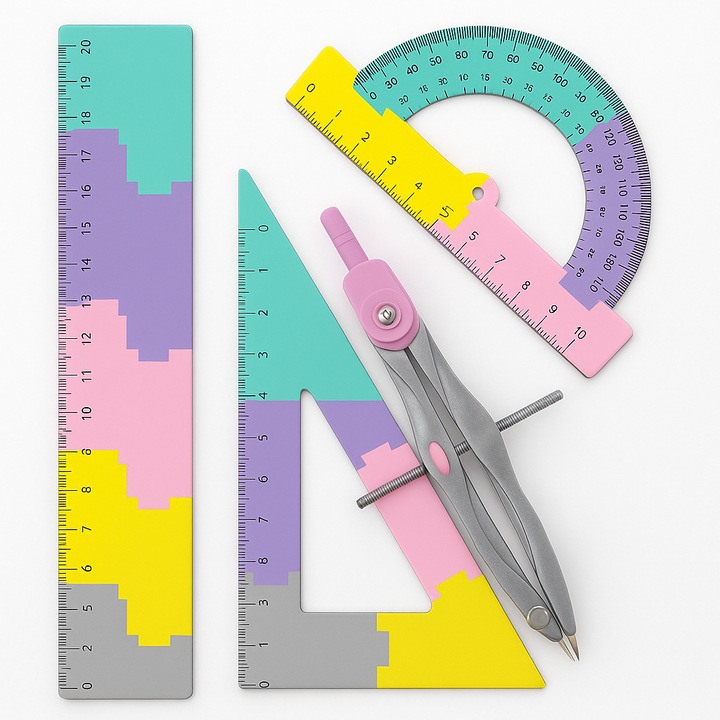 Set de geometrie 4 piese, Zola, rigla 20 cm, echer, raportor, compas