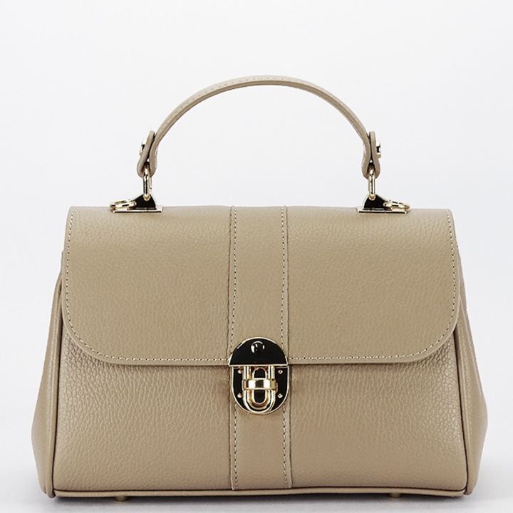 Чанта, Естествена кожа, 1724 132 Бежово-кафяво, Бежов, 15x25x12