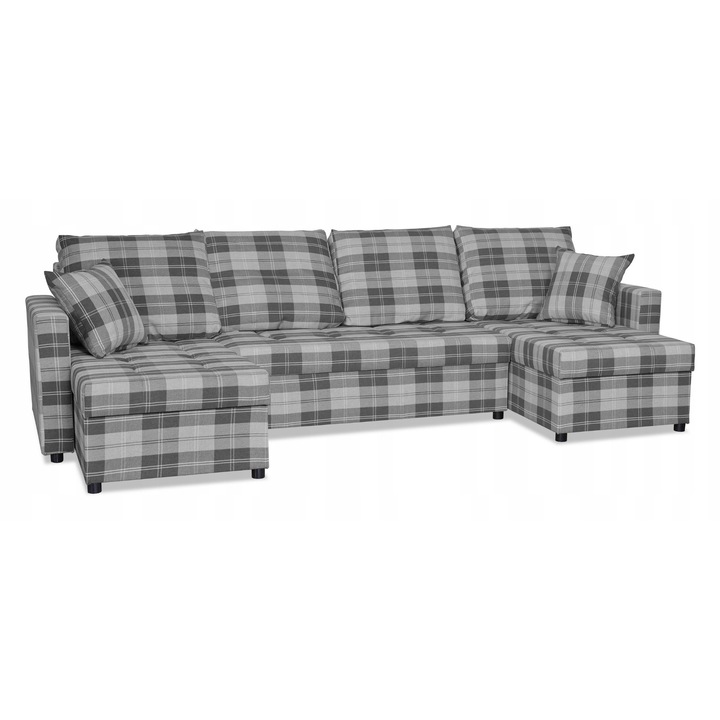 Colțar extensibil Winston Big, funcție de dormit, gri, 296x140x74 cm