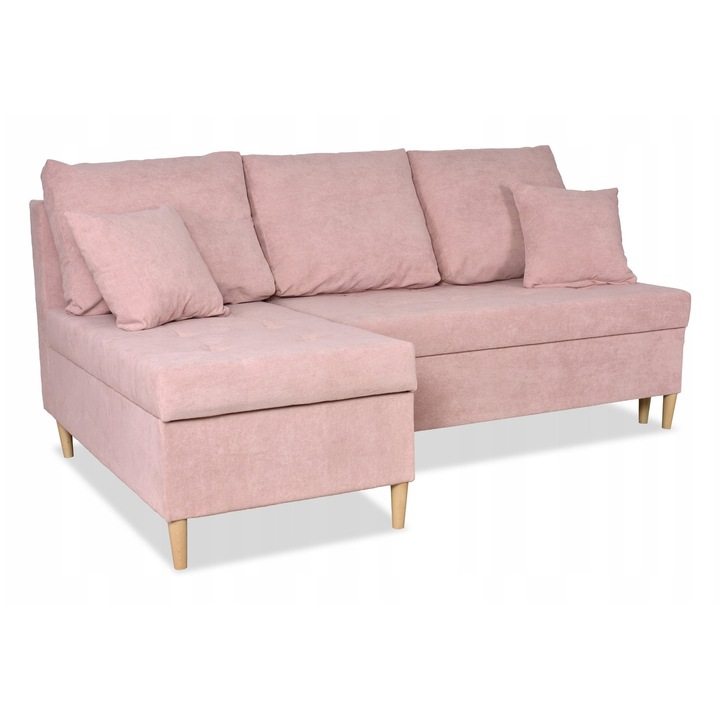 Coltar extensibil Family Meble, catifea/Roz, 226x140x74 cm