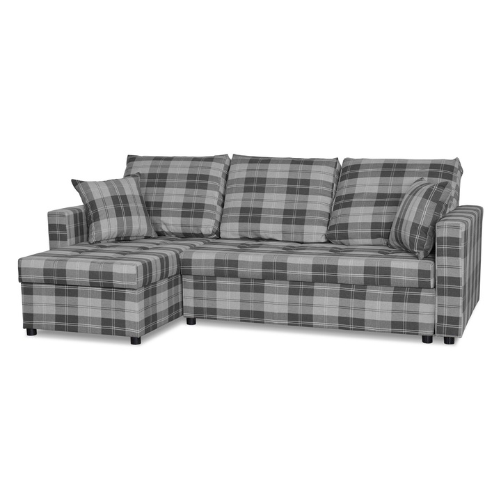 Colțar extensibil Winston, Funcție de dormit, Gri, 226x140x74 cm