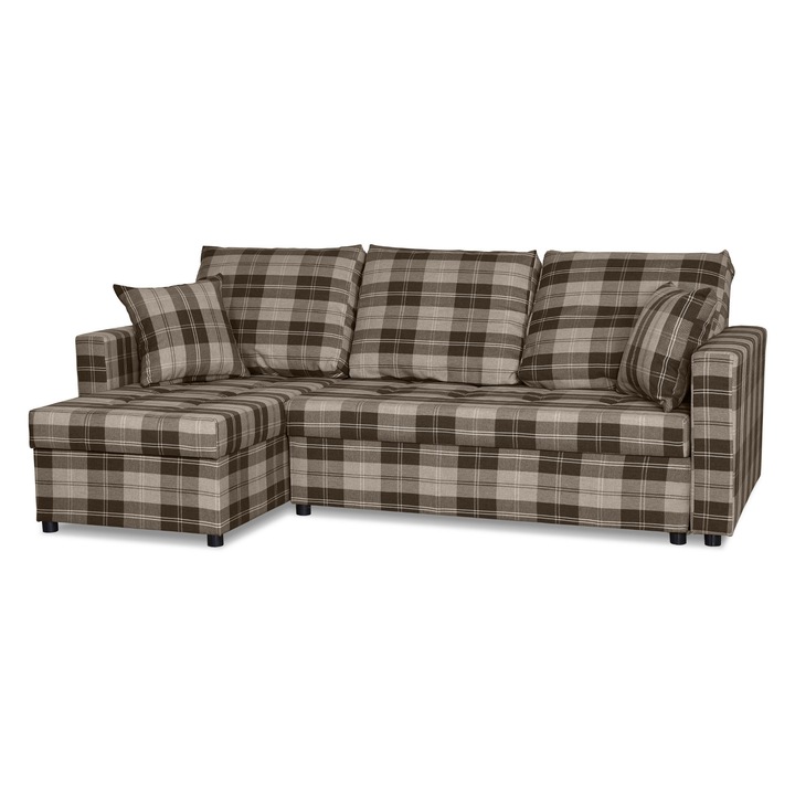 Coltar extensibil, Winston, funție de dormit, catifea, 226x140x74 cm, Maro