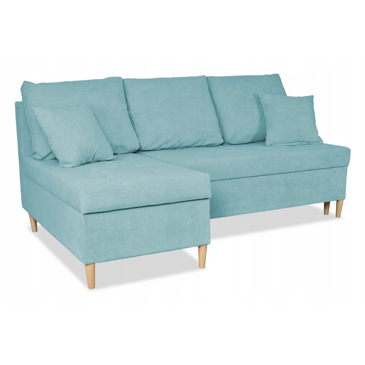 Colțar extensibil, Functie de dormit, Turcoaz, 226x140x74 cm