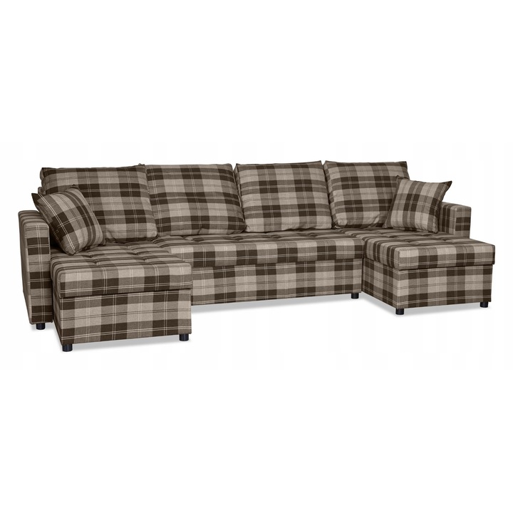 Coltar extensibil Winston Big, Family Meble, catifea/lemn, maro, 296x140x74 cm