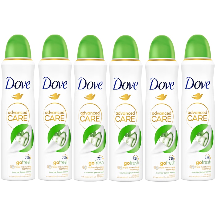 Pachet 6 X Deodorant Dove Advanced Care Spray Castravete & Ceai verde, 150 ml®