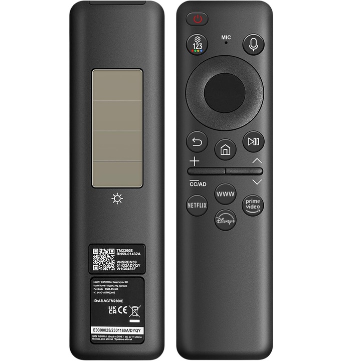 Telecomanda x-remote pentru Samsung Smart TV BN59-01432A, panou solar, USB-C, Negru