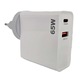 Incarcator universal de priza INFLOO REAL 65W QC3.0 PD USB-C USB-A GAN alb