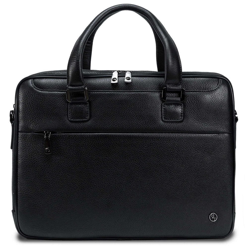 Geanta pentru laptop Henry Taylor 359, piele naturala, neagra, 40x30x10cm