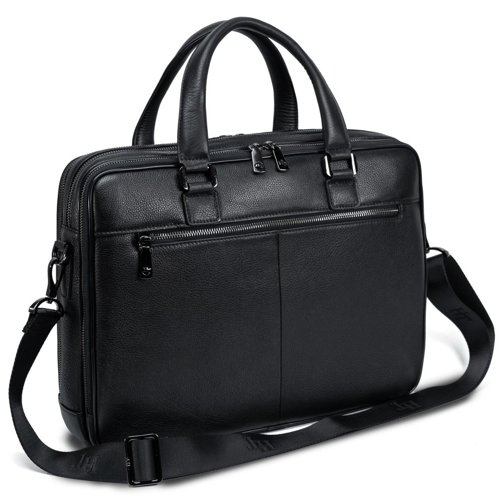 Geanta pentru laptop Henry Taylor 359, piele naturala, neagra, 40x30x10cm