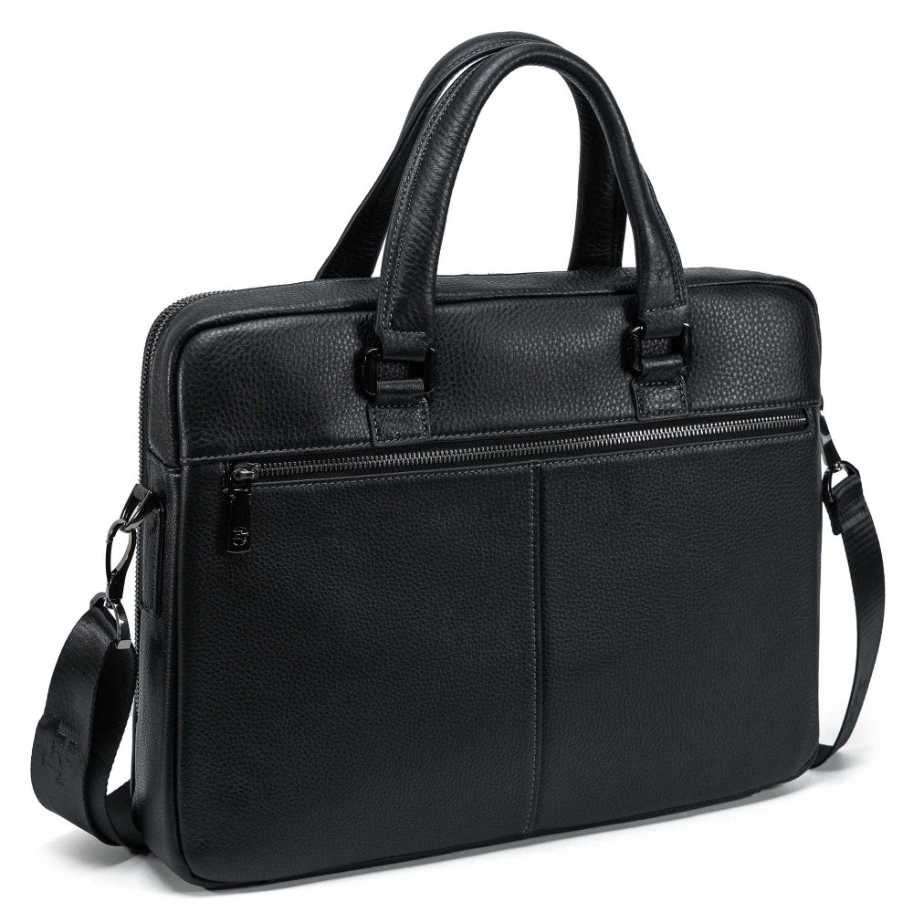 Geantă laptop bărbătească Henry Taylor, piele naturală, neagră, 39x28, 5x7, 5cm