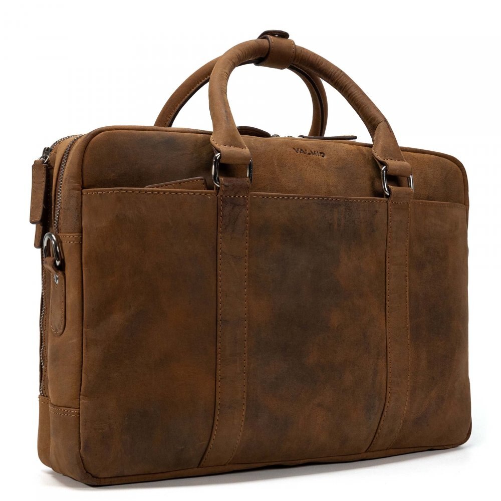 Geantă laptop Valmio Cargo B1, piele naturală maro, 40x29x12cm, pentru bărbați