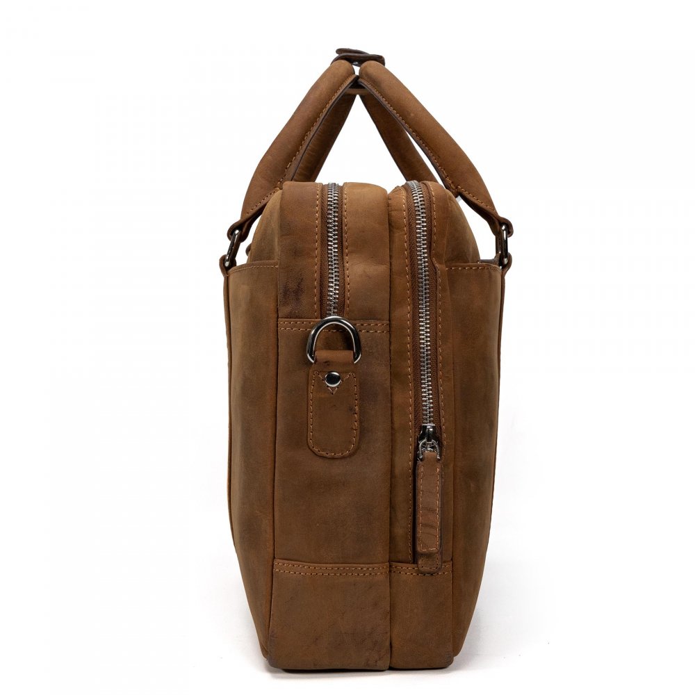 Geantă laptop Valmio Cargo B1, piele naturală maro, 40x29x12cm, pentru bărbați