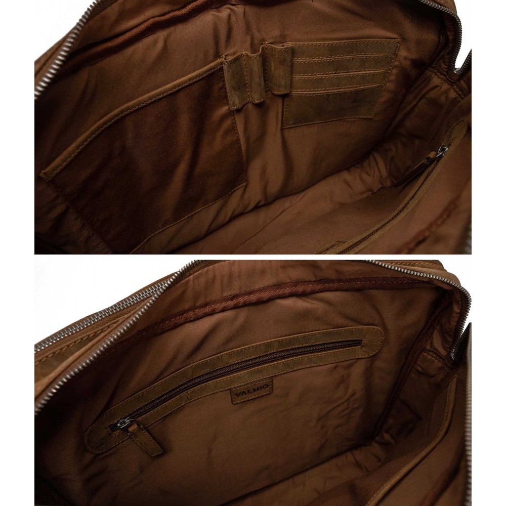 Geantă laptop Valmio Cargo B1, piele naturală maro, 40x29x12cm, pentru bărbați