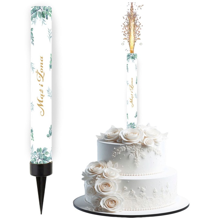 Tortatűzijáték, PartyPro, 18cm, bohó stílus, zöld levél motívum