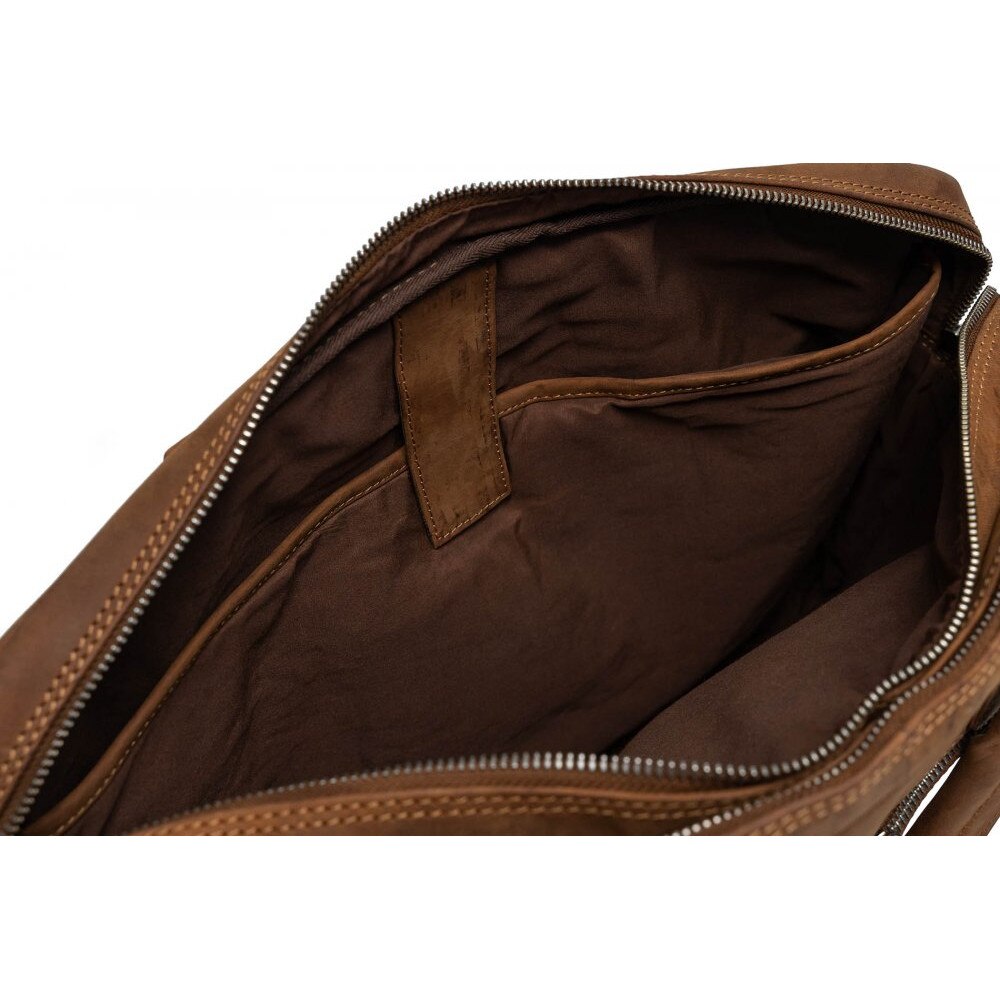 Geanta laptop barbati Valmio Sahara, piele naturala, maro deschis, 40x30x12cm