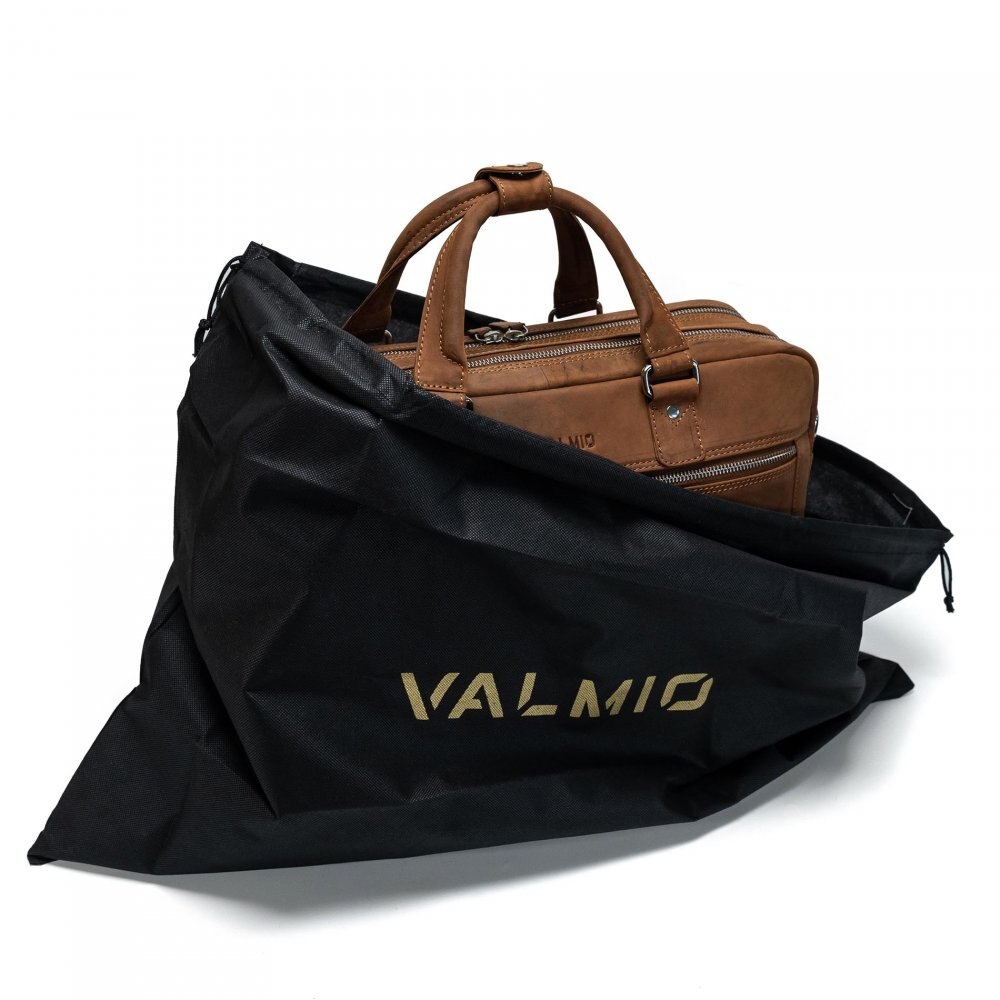 Geanta laptop barbati Valmio Sahara, piele naturala, maro deschis, 40x30x12cm