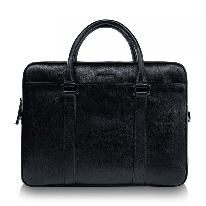 Valmio Classic fekete bőrtáska, 38x28.5x6.5cm, laptoptáska aktatáska