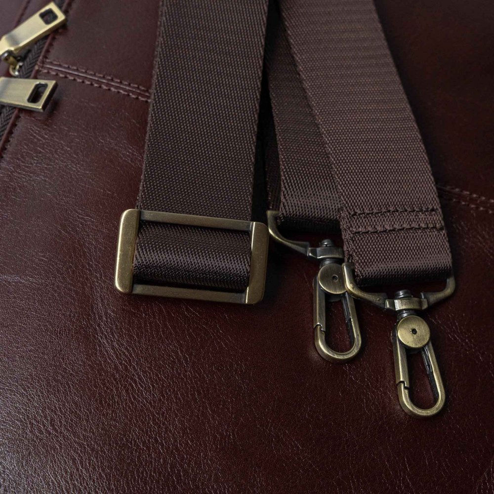 Geantă laptop Valmio din piele naturală, maro închis, dimensiuni 41x31x10cm, compartiment pentru laptop 16 inch