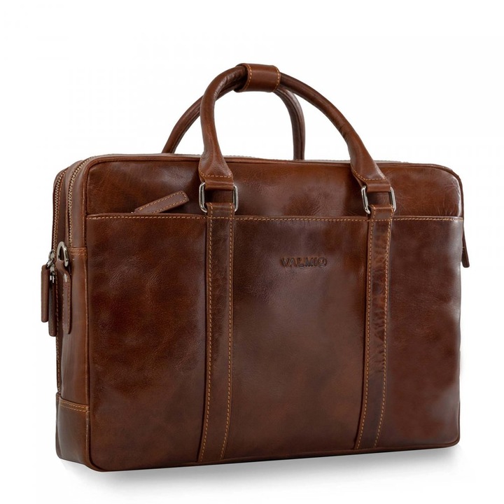 Nagy férfi táska Valmio Cargo B1, valódi bőr, barna, 40x29x12cm