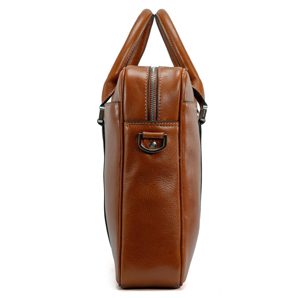 Geantă laptop VALMIO Classic, piele naturală, 2 compartimente, maro, 39x28, 5x9cm