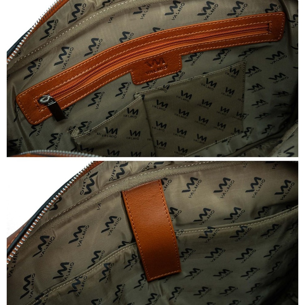 Geantă laptop VALMIO Classic, piele naturală, 2 compartimente, maro, 39x28, 5x9cm