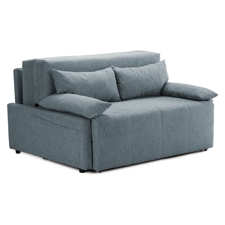 Canapea Extensibila 2 locuri OSLO, 154x122x90 cm, Lada depozitare, Tapiterie stofa, Albastru - Loft