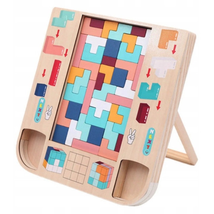 Pan i Pani Gadżet Puzzle Tetris, készlet, színes fa, szenzoros, 3 éves kortól
