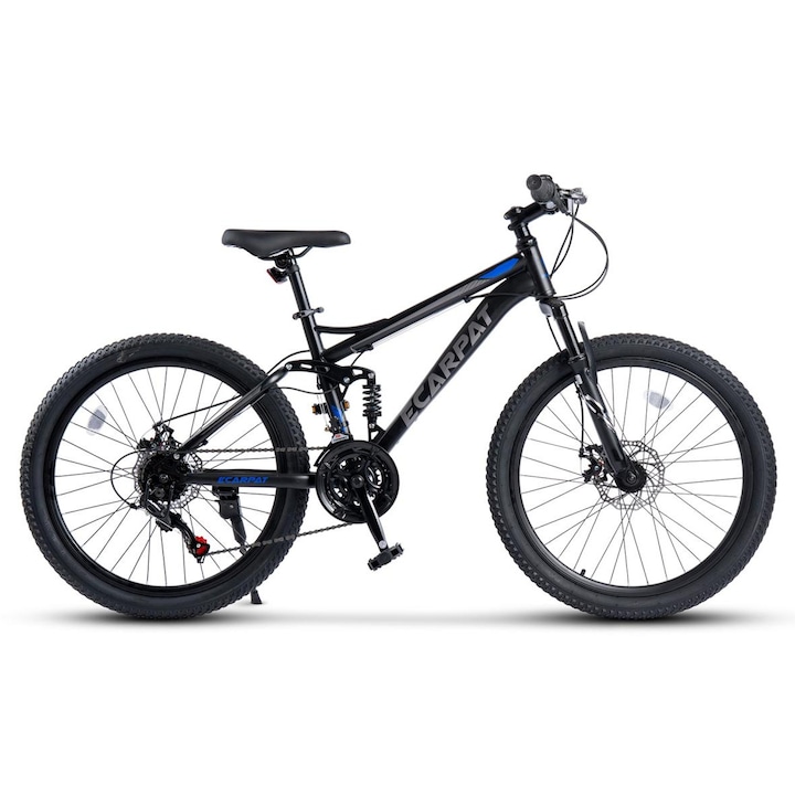 Bicicleta MTB Carpat E-CARPAT E2460A, 7 viteze, frână pe disc, Negru/Gri/Albastru, 26 inch