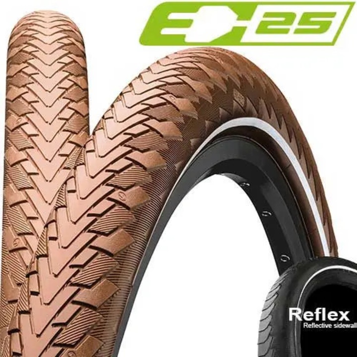 Anvelopa Continental Contact Cruiser Reflex 55-622 (28x2.2) maro, SafetySystem Breaker, banda reflectorizanta