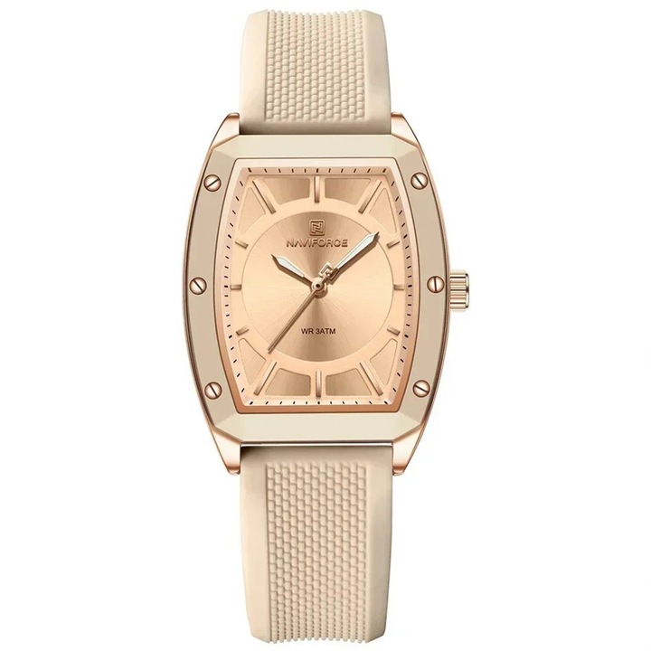 Ceas Dama Naviforce 5049 Crem - Afisaj Analog, Fashion, Casual, Rezistent la Apa 3ATM