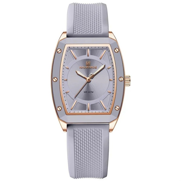 Ceas Dama Naviforce 5049 Gri Deschis - Afisaj Analog, Fashion, Casual, Rezistent la Apa 3ATM