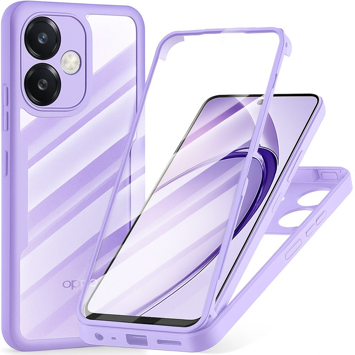 Husa pentru Oppo A40 4G/A60 5G + Folie, ColorVerse 360 Series, B75, Policarbonat, Purple