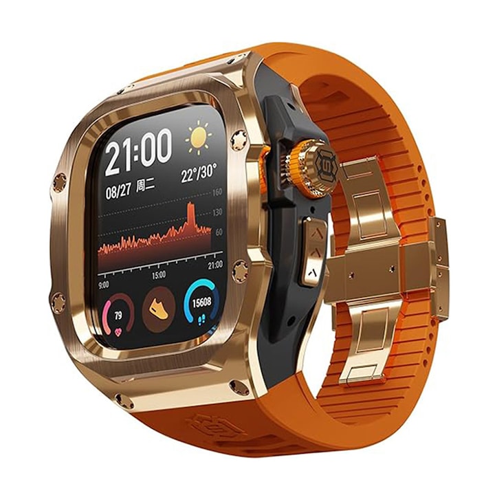 Husă Protecție + Curea pentru Apple Watch Ultra/Ultra 2, Danex, Lexgard, Golden Rose