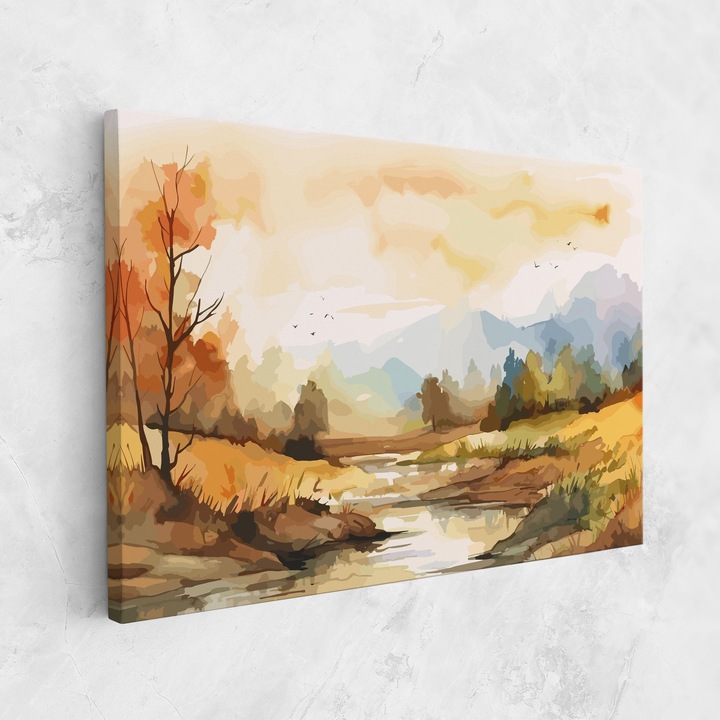 Картина на платно, ARTHUB, 70x100 cm, Спалня и Дневна, Пейзажи, Есен, Orange Yellow Autumn