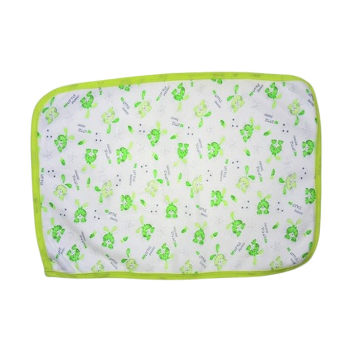 Aleza impermeabila si refolosibila din bumbac, 60 x 40 cm pentru bebe, Mini Junior ALZ0109, Verde 0 luni +