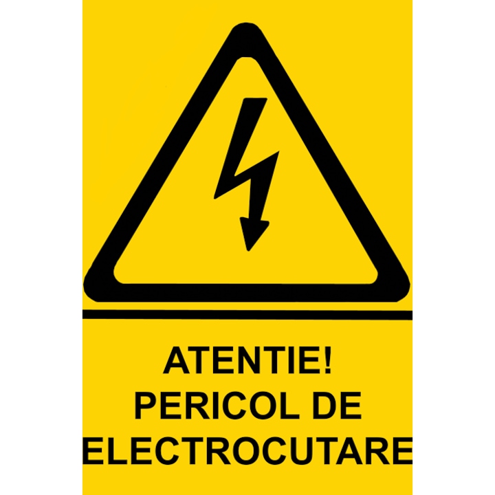 Placa de avertizare „ATENTIE! PERICOL DE ELECTROCUTARE” – Bond 2 mm, Print UV rezistent, 40×60 cm