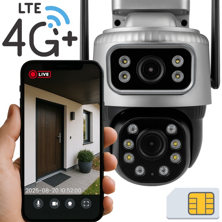 Ротационна камера C20-4G, 3MP + 3MP, IP66, 12V захранване, пълен комплект