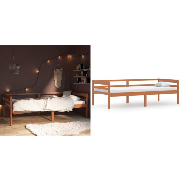 Cadru de pat, maro miere, 90x200 cm, lemn masiv de pin