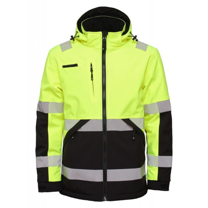 Geaca De Lucru Softshell, Bosafety, Wj-Valencia, Ideala Pentru Constructii Si Depozite, Impermeabila, Rezistenta La Vant Si Respirabila, Captusita Cu Polar, Cu Gluga, Buzunare Si Spate Prelungit, Marimea L