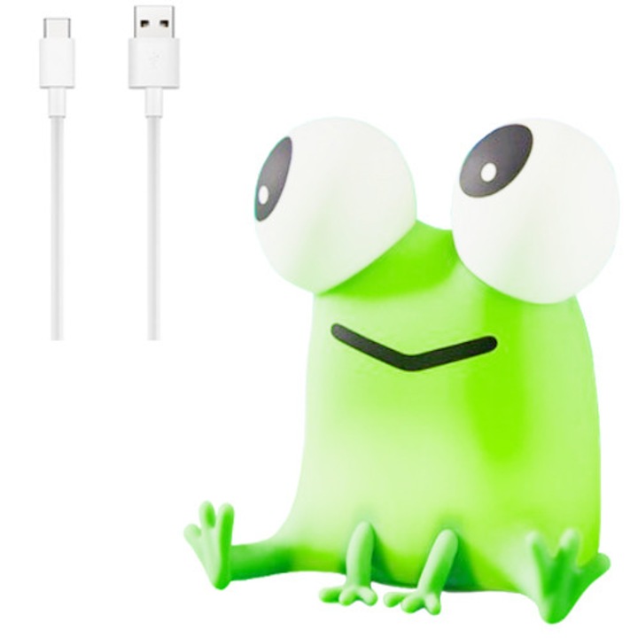 Lampa de veghe broasca, 3 niveluri de luminozitate, silicon moale, reincarcabila