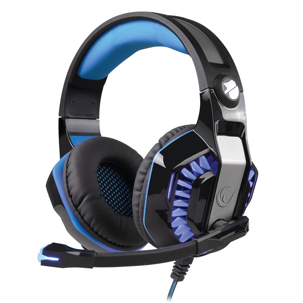 Casti cu fir gaming, Rampage Rivia G20, microfon, negru/albastru, 2.2m